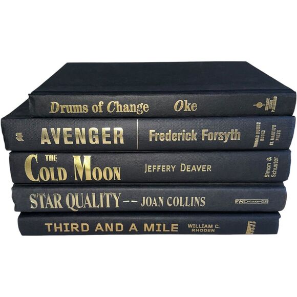 Decor Books Lot of 5 Black w/Gold Text  Hardcover Staging Set Rental Home Decor - Picture 6 of 14